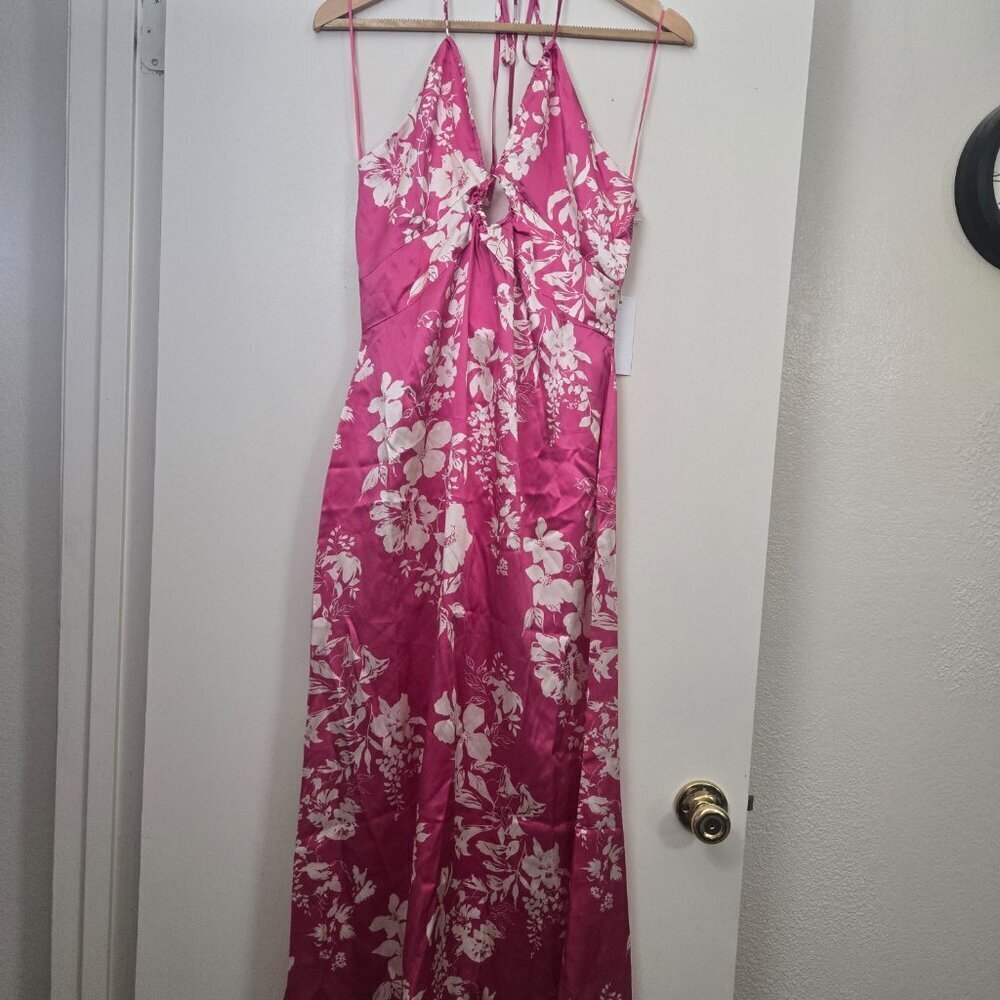 NEW Reformation Antoni Silk Dress Size 10 Hothouse Pink Floral NWT - Picture 6 of 9